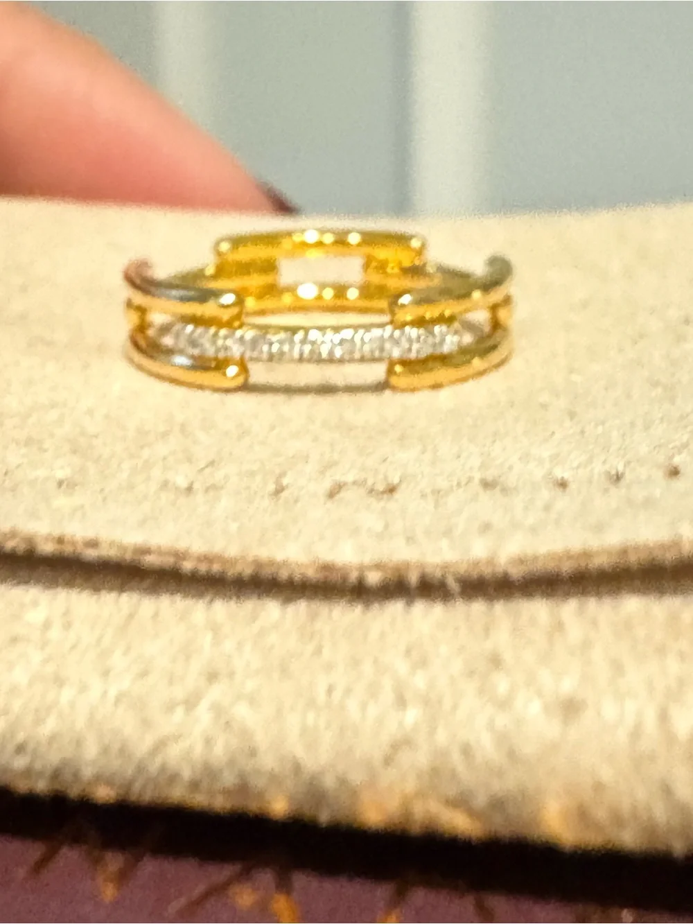 NWT MONICA VINADER Signature Link 18k Gold Vermeil and Lab Grown Diamond Ring